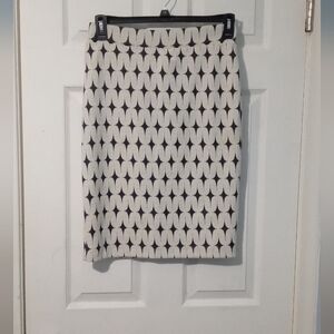Renee C. Black and White Patterned Pencil Skirt